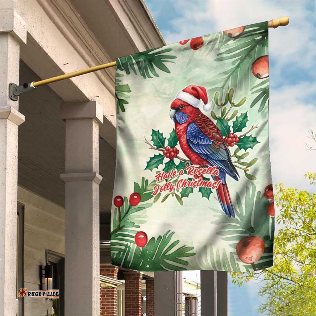 Watercolor Floral Crimson Rosella Garden Flag Its Aussie Christmas Time! LT9
