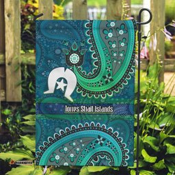 Torres Strait Islands Garden Flag Dhari Emblem Vibrant Teal Indigenous TS04