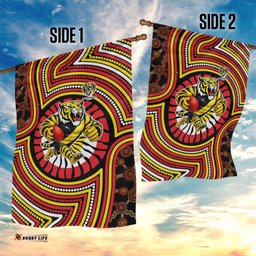 Richmond Football Club Garden Flag Indigenous Monochrome Dot Art Mascot Style TS04