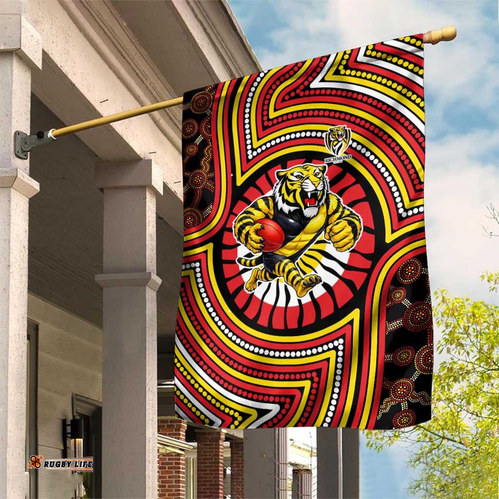 Richmond Football Club Garden Flag Indigenous Monochrome Dot Art Mascot Style TS04