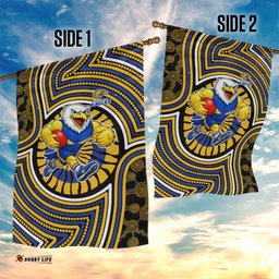 West Coast Eagles Garden Flag Indigenous Monochrome Dot Art Mascot Style TS04