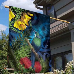 Tui Bird New Zealand Starry Sky Garden Flag Maori Koru LT7