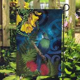 Tui Bird New Zealand Starry Sky Garden Flag Maori Koru LT7