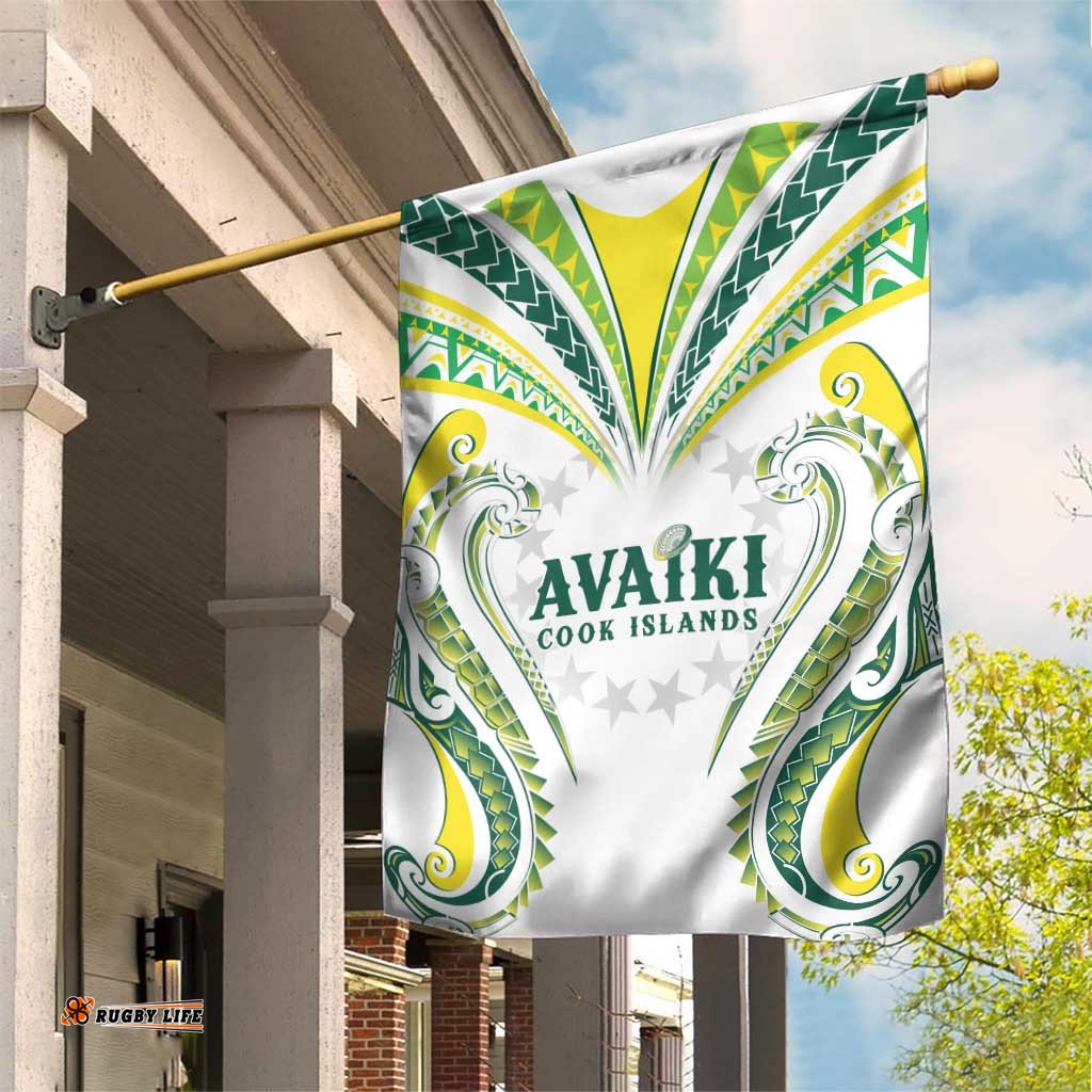Rugby Cook Islands Avaiki Garden Flag White Kuki Airani Tribal Maori Inspired LT9