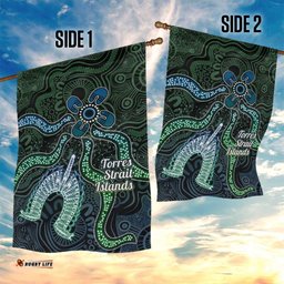 Torres Strait Islands Garden Flag Indigenous Australian Marine Tribal Dot Art TS04