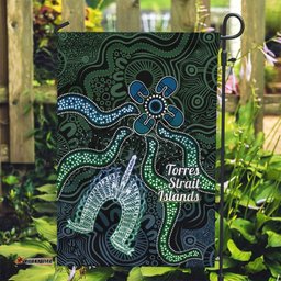 Torres Strait Islands Garden Flag Indigenous Australian Marine Tribal Dot Art TS04