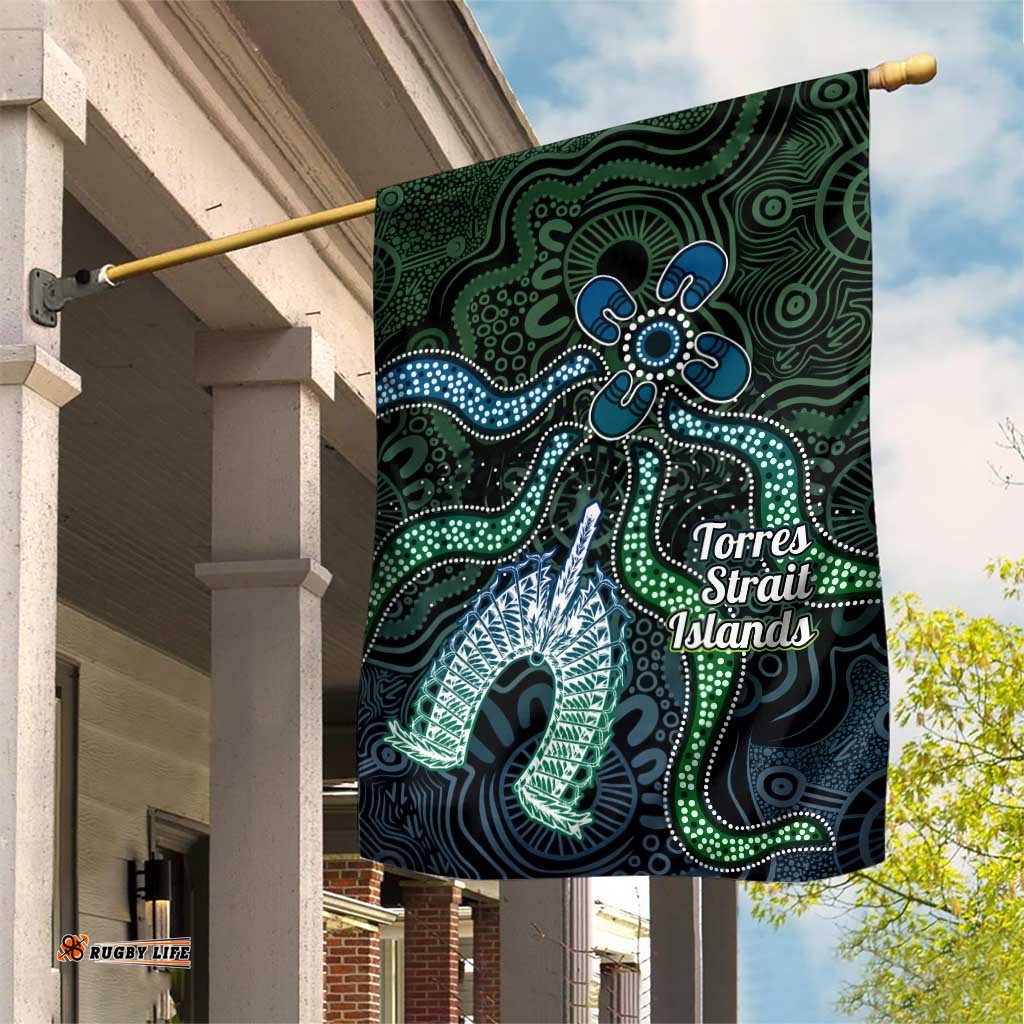 Torres Strait Islands Garden Flag Indigenous Australian Marine Tribal Dot Art TS04