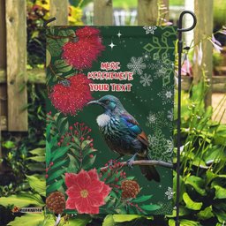 Tui Meri Kirihimete Personalised Garden Flag Pohutukawa Flowers Green Motif LT9