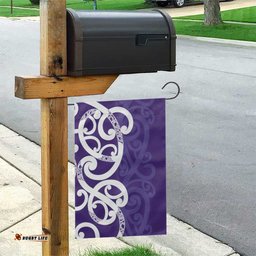 Violet Green Maori Garden Flag Koru Kowhaiwhai LT7
