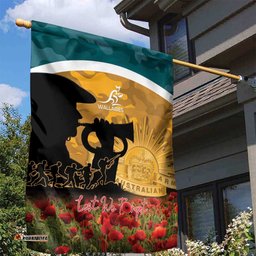 Wallabies ANZAC Day Garden Flag Last Post Poppy Lest We Forget LT14