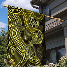 Yellow Indigenous Dragonfly Australia Garden Flag Aboriginal Art LT14