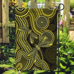 Yellow Indigenous Dragonfly Australia Garden Flag Aboriginal Art LT14