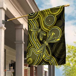 Yellow Indigenous Dragonfly Australia Garden Flag Aboriginal Art LT14