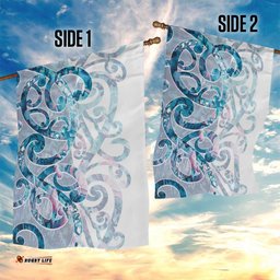Turquoise Paua Shell Maori Garden Flag Koru Kowhaiwhai LT7