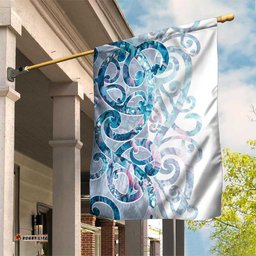 Turquoise Paua Shell Maori Garden Flag Koru Kowhaiwhai LT7