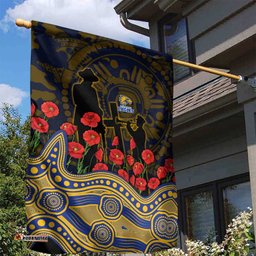 West Coast Eagles ANZAC Day Garden Flag Indigenous Dot Art with Poppy Flower Tribute TS04