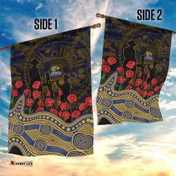 West Coast Eagles ANZAC Day Garden Flag Indigenous Dot Art with Poppy Flower Tribute TS04