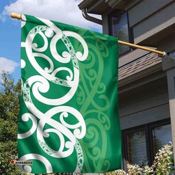 Pounamu Green Maori Garden Flag Koru Kowhaiwhai LT7