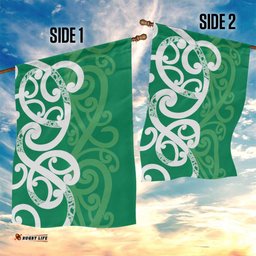 Pounamu Green Maori Garden Flag Koru Kowhaiwhai LT7