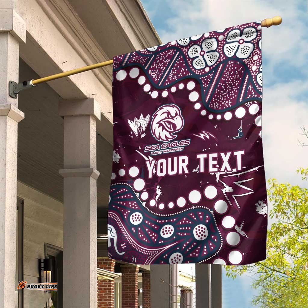 Personalized Manly Warringah Sea Eagles Garden Flag Aboriginal Pattern with Graffiti Style Design TS04