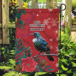 Tui Meri Kirihimete Personalised Garden Flag Pohutukawa Flowers Red Motif LT9