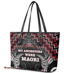 Aotearoa Leather Tote Bag Proud To Be Maori LT05