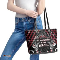 Aotearoa Leather Tote Bag Proud To Be Maori LT05