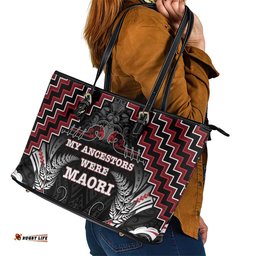 Aotearoa Leather Tote Bag Proud To Be Maori LT05