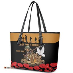 Australia ANZAC Day Personalised Leather Tote Bag Honouring The Animals That Served LT9