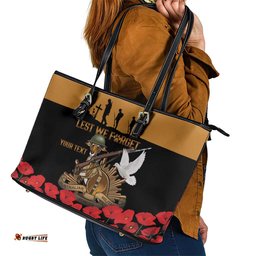 Australia ANZAC Day Personalised Leather Tote Bag Honouring The Animals That Served LT9