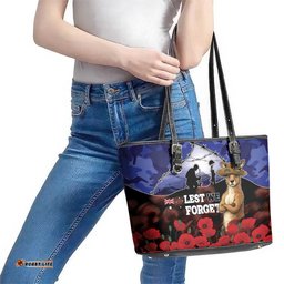 ANZAC Day Leather Tote Bag Lest We Forget DT05