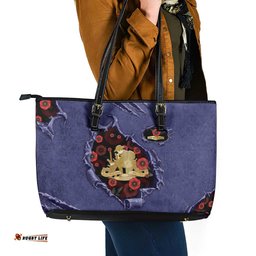 ANZAC Day Leather Tote Bag Poppy Flowers Ripped Fabric Effect DT05