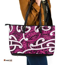 Aotearoa Maori Kowhaiwhai Leather Tote Bag Mawhero Puhoro and Patiki LT9