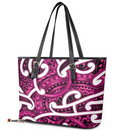 Aotearoa Maori Kowhaiwhai Leather Tote Bag Mawhero Puhoro and Patiki LT9
