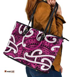 Aotearoa Maori Kowhaiwhai Leather Tote Bag Mawhero Puhoro and Patiki LT9