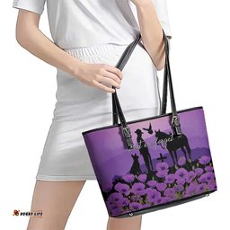 Australia ANZAC Animal Heroes Leather Tote Bag Purple Poppies LT7