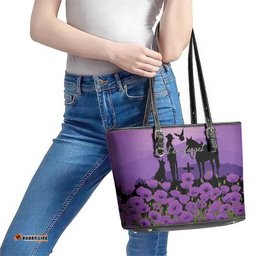 Australia ANZAC Animal Heroes Leather Tote Bag Purple Poppies LT7