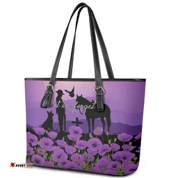 Australia ANZAC Animal Heroes Leather Tote Bag Purple Poppies LT7