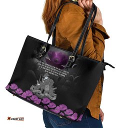 ANZAC Day Remembrance Leather Tote Bag Purple Poppy We Will Remember Them LT9