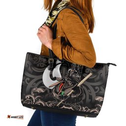 Aotearoa Hei Matau Leather Tote Bag Haka Kiwi Mix Maori Mangopare LT14
