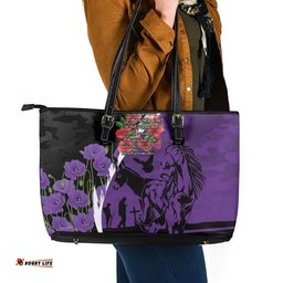 Australia ANZAC Day Leather Tote Bag Animals of War - Lest We Forget LT7