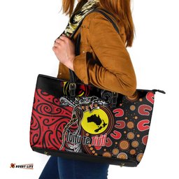Aotearoa and Australia Toitu Te Tiriti Leather Tote Bag Honour the Treaty - Stand Together Stand Stronger LT03