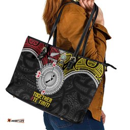 Aotearoa and Niue Mo Te Tiriti Leather Tote Bag New Zealand Honour The Treaty Ake!Ake!Ake! LT9