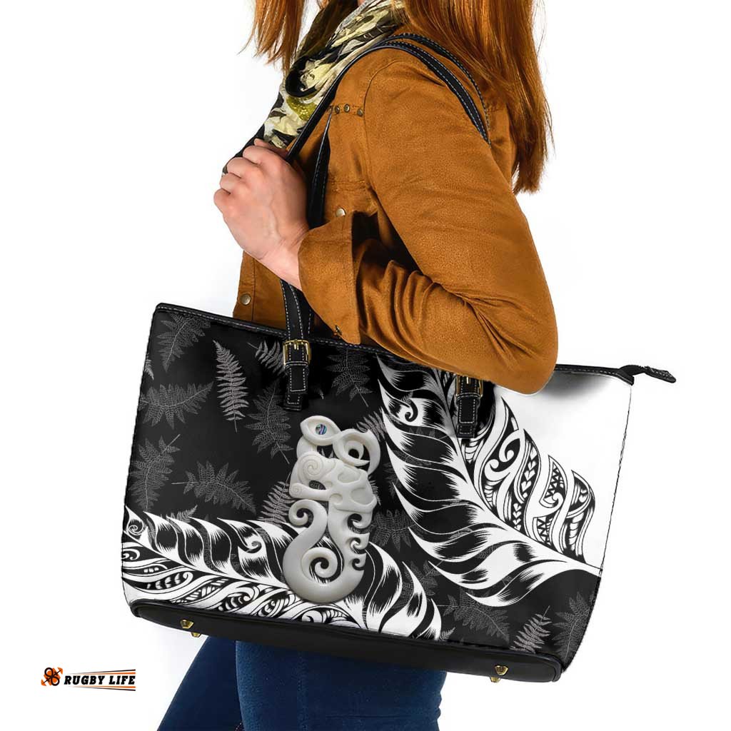 Aotearoa Manaia NZ Maori Silver Fern Leather Tote Bag LT14