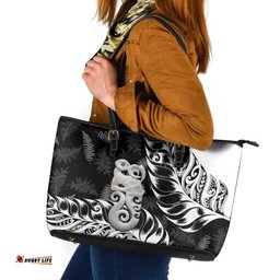 Aotearoa Manaia NZ Maori Silver Fern Leather Tote Bag LT14