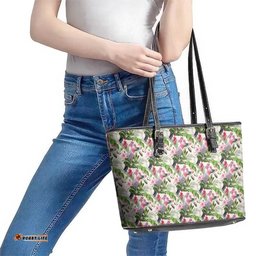 Aussie Pink Cockatoo Flowers Seamless Pattern Leather Tote Bag LT9