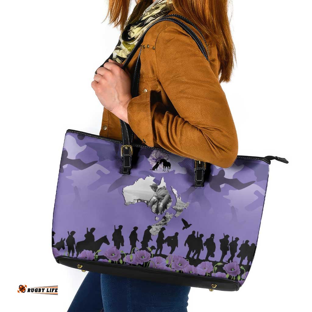 ANZAC Day Leather Tote Bag Lest We Forget the Animals Too LT19