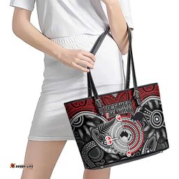 Aotearoa and Australia Leather Tote Bag New Zealand Honour The Treaty Ake!Ake!Ake! LT9