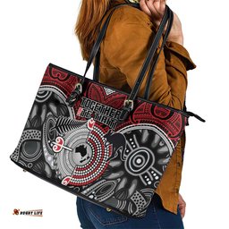 Aotearoa and Australia Leather Tote Bag New Zealand Honour The Treaty Ake!Ake!Ake! LT9
