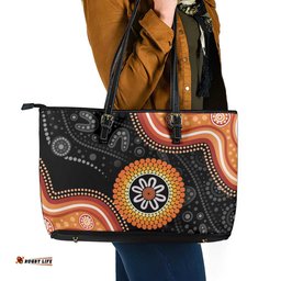Australia Aboriginal Art Leather Tote Bag Indigenous Proud LT14